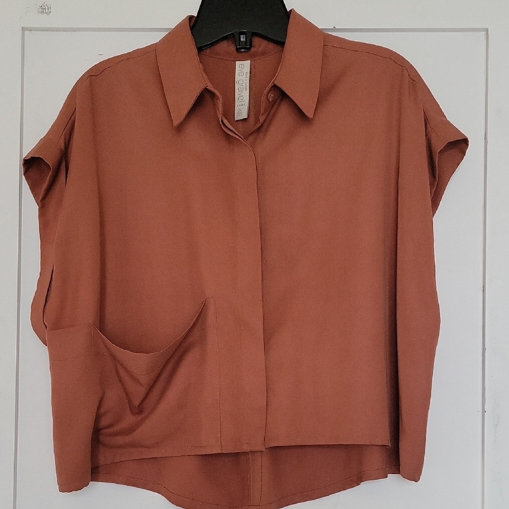 Eve Gravel Terracotta Button-Up Shirt - Picture 2 of 3